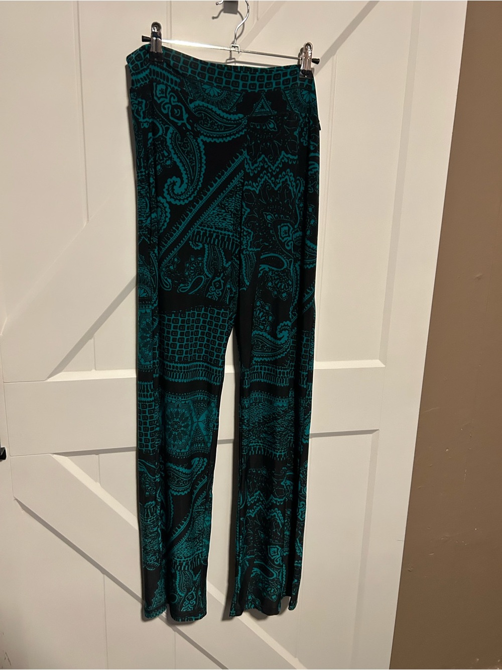 Black & Teal Paisley Print flowy pants